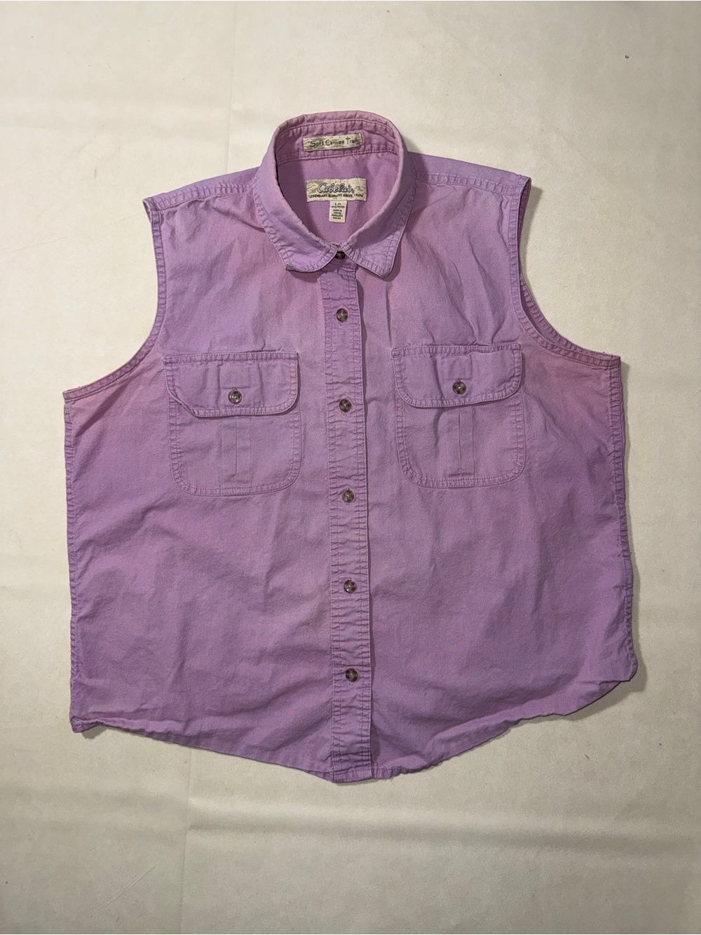 Cabela's Lavender Sleeveless Button-Down Cotton Shirt